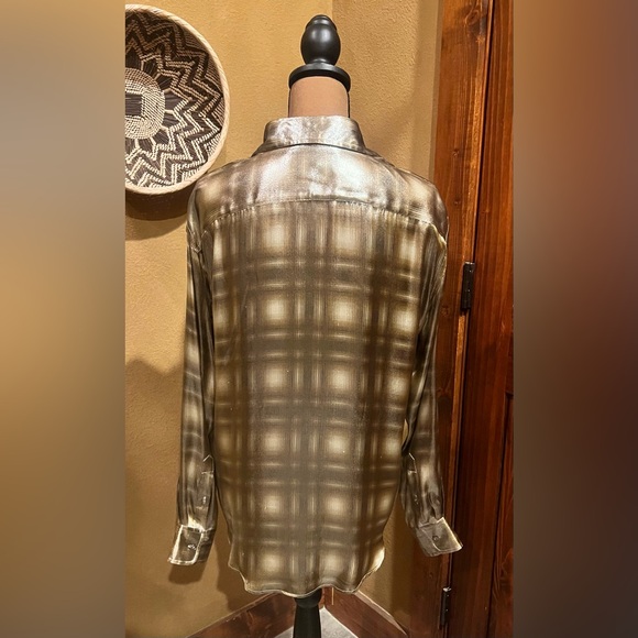 SOLD Ralph Lauren Purple Label Metallic Plaid Button Up Size 10 - Picture 3 of 7